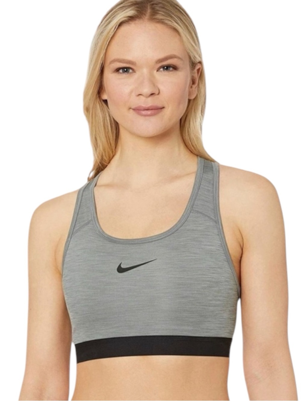 NIKE Dri-Fit Swoosh Workout Sports-bra in Heathered Gray /Black Size Small